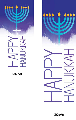 Blue Menorah Single Vinyl Banner