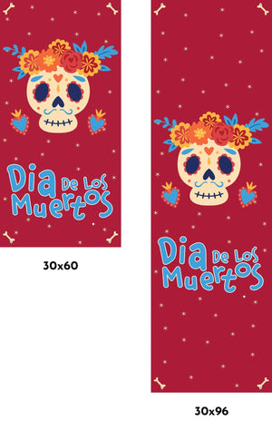 Dia de los Muertos - White Skull Single Vinyl Banner