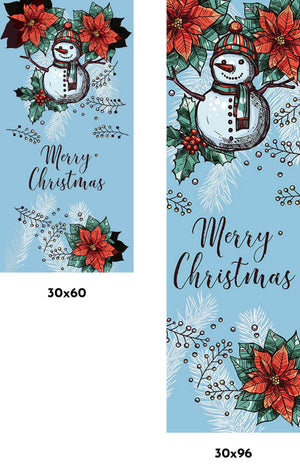 Floral Snowman Single Vinyl Banner