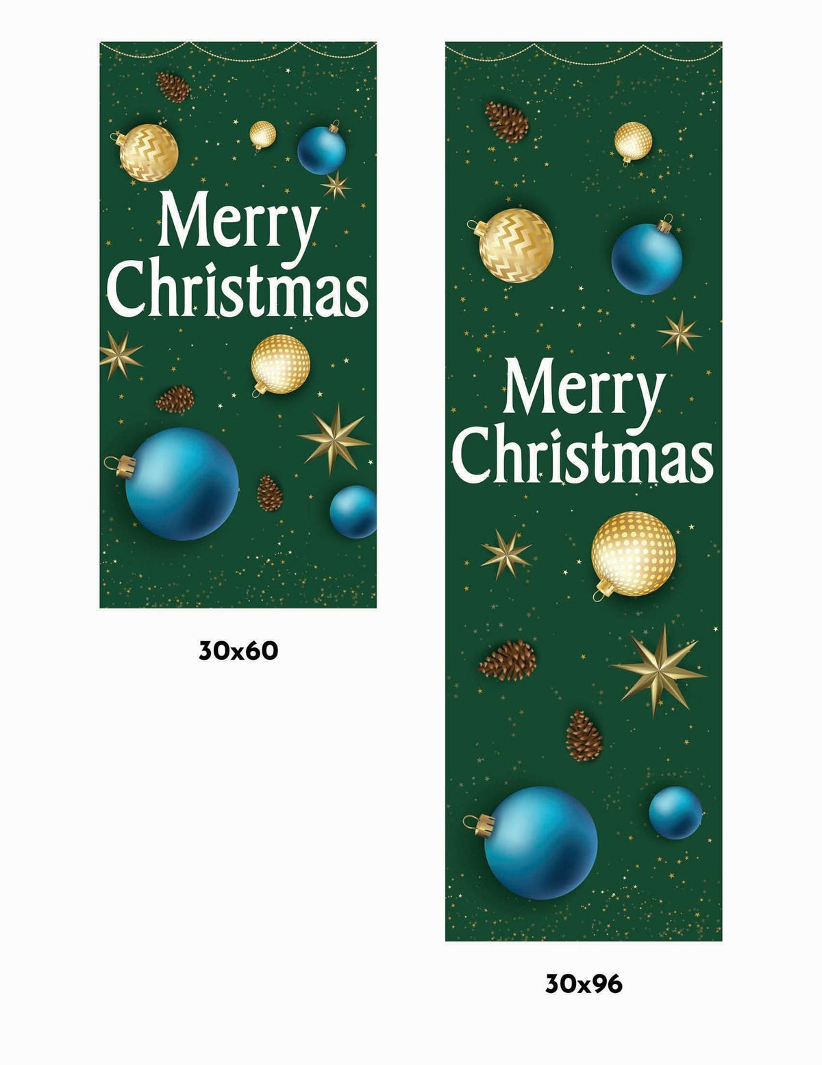 Gold and Blue Baubles Single Vinyl Banner