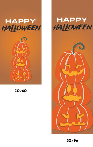 Happy Halloween- Three Stack Pumpkins Single Vinyl Banner