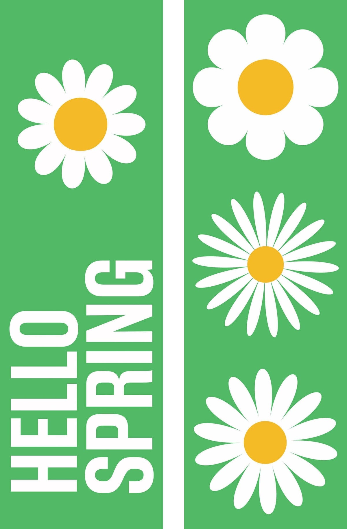 Hello Spring - White Daisy with Green Background Double Vinyl Banner