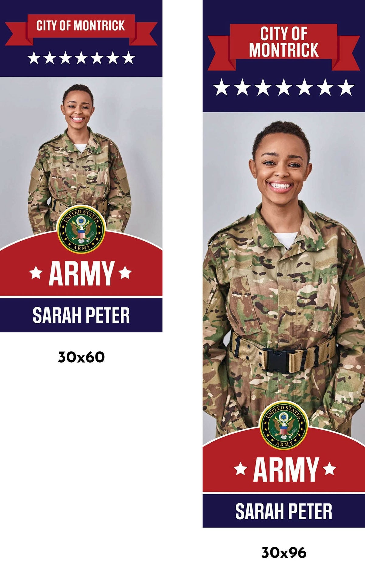 Military Banner - Army Blue and Red Background Single Vinyl Banner