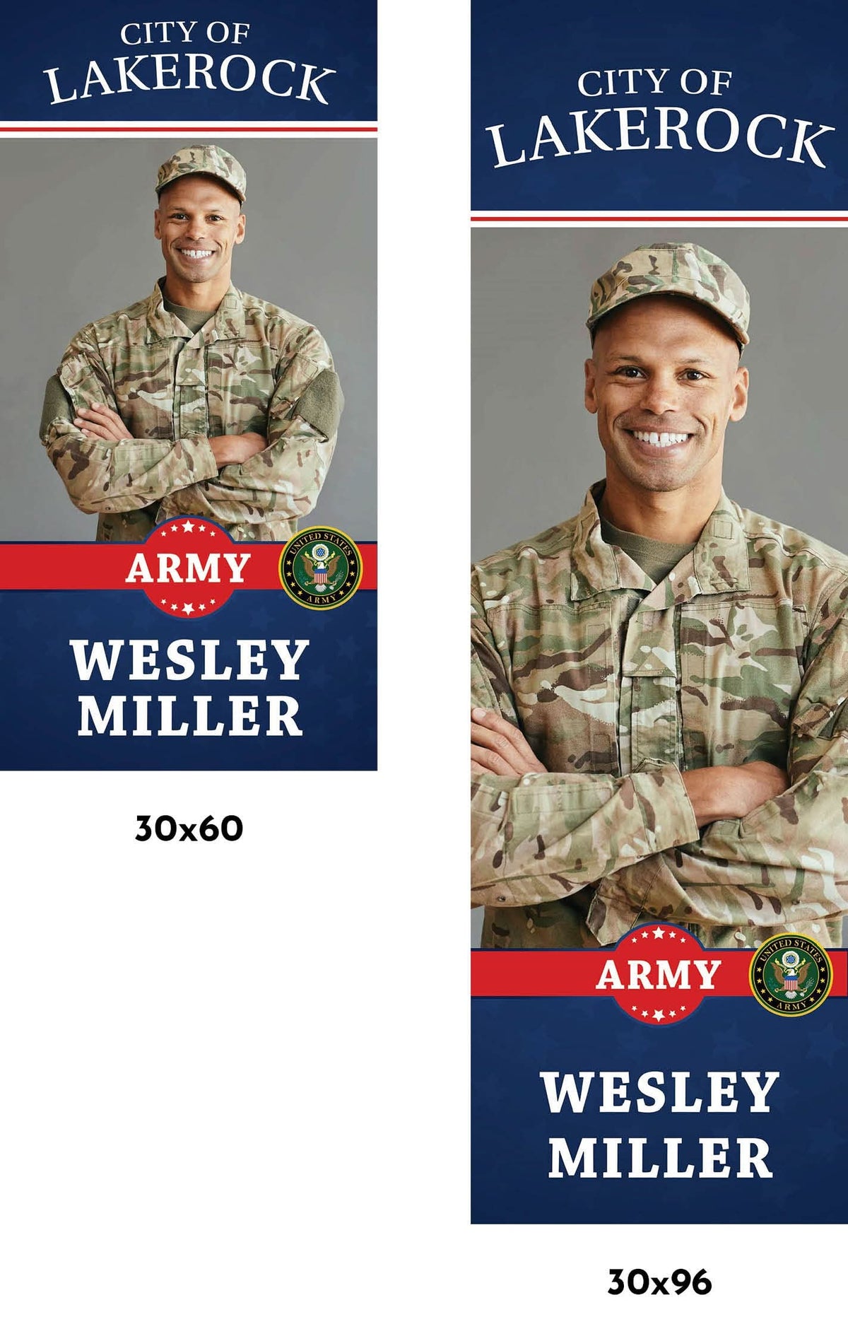 Military Banner - Army Navy Blue Red Background Single Vinyl Banner