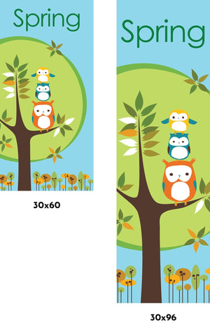 Owls in Spring Single Vinyl Banner