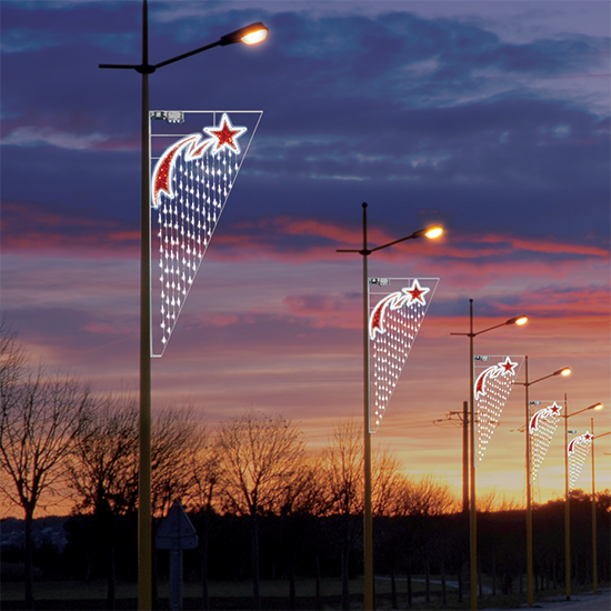 Dekra-Lite Star Wave LED Lit Pole Mount on Lampposts