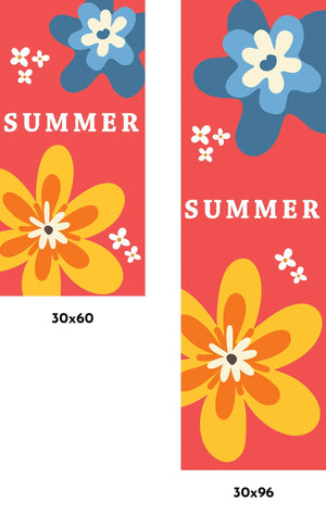 Summer - Flowers with Red Background Single Vinyl Banner