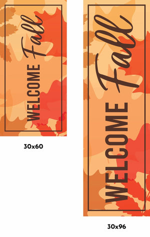 Welcome Fall - Leaves Background Single Vinyl Banner