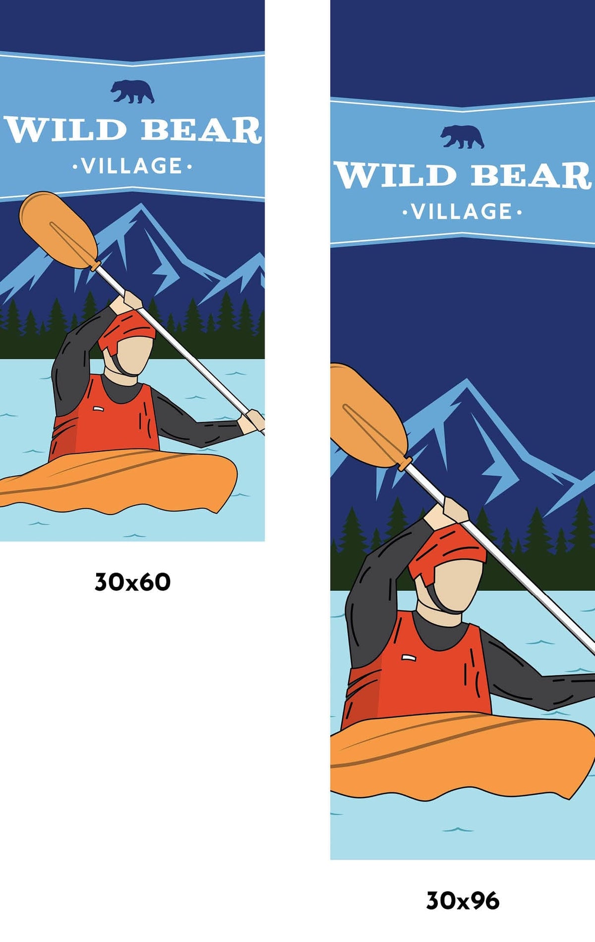 Wild Bear Village Kayaking Single Vinyl Banner