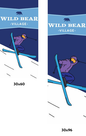 Wild Bear Village Skiing Single Vinyl Banner