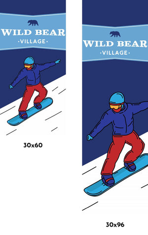 Wild Bear Village Snowboarding Single Vinyl Banner